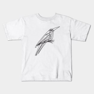 Crow continuous line trendy illustration Kids T-Shirt